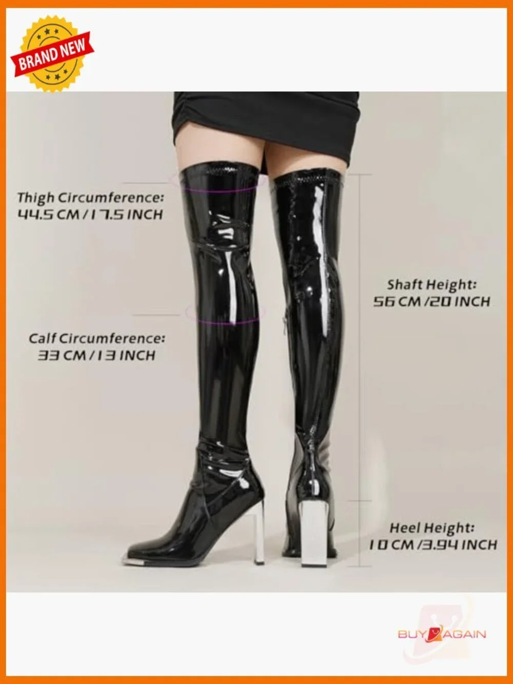 Synthetic Leather Thigh High Boots Block Heel Over Knee Wide Calf